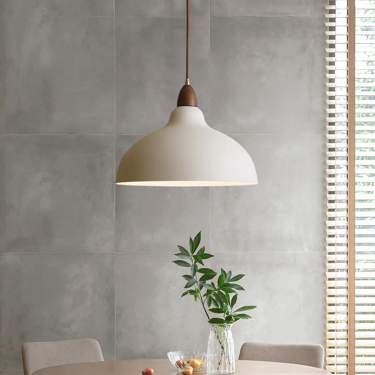 Lampa Wisząca Skandynawska Minimalistyczna z Drewnianym Detalem - 3
