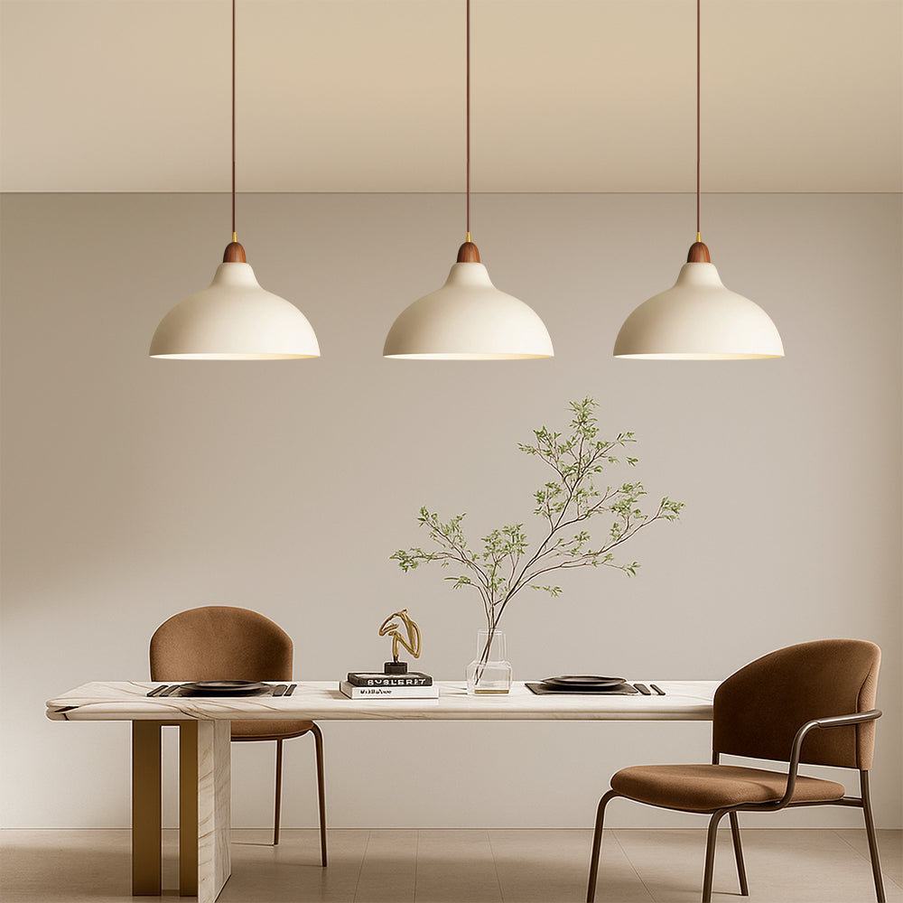 Lampa Wisząca Skandynawska Minimalistyczna z Drewnianym Detalem - 7