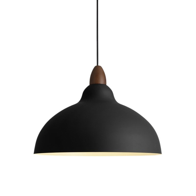 Lampa Wisząca Skandynawska Minimalistyczna z Drewnianym Detalem - Czarny