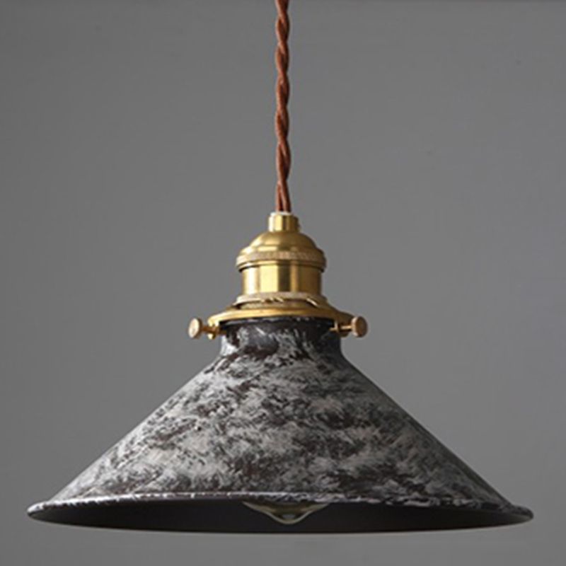 Lampa Wisząca Industrialna Vintage z Metalowym Kloszem - Szary/Biały