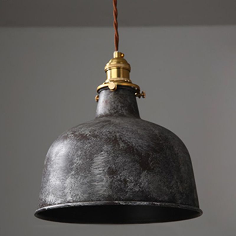 Lampa Wisząca Industrialna Vintage z Metalowym Kloszem - Szary/Biały