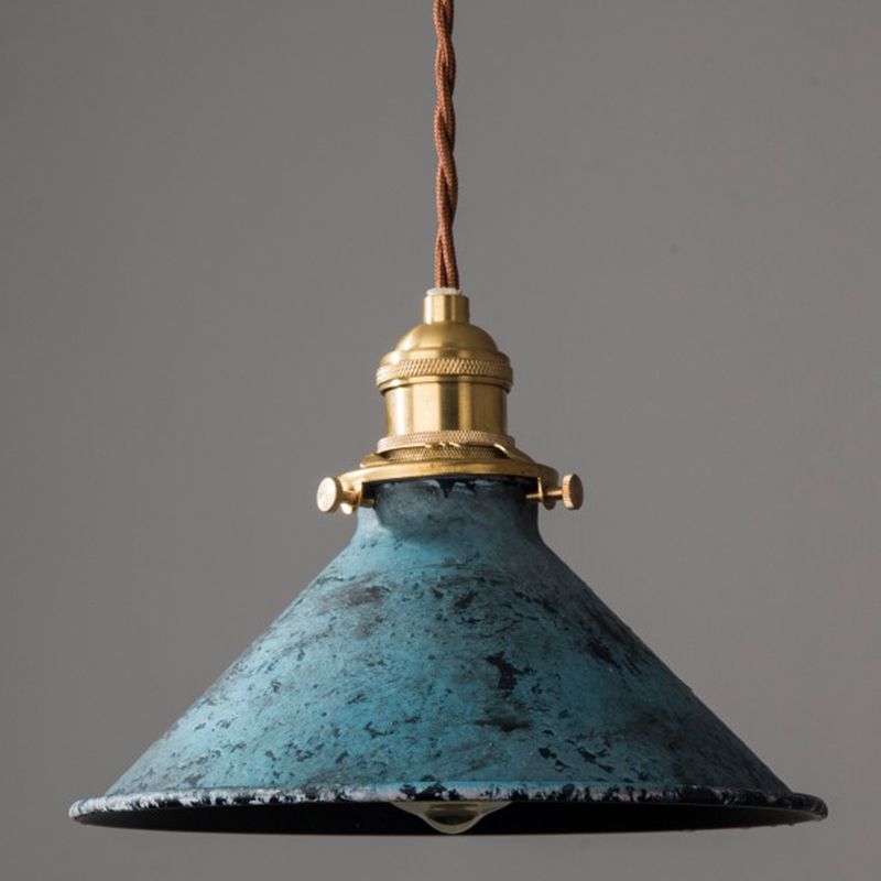 Lampa Wisząca Industrialna Vintage z Metalowym Kloszem - Niebieski