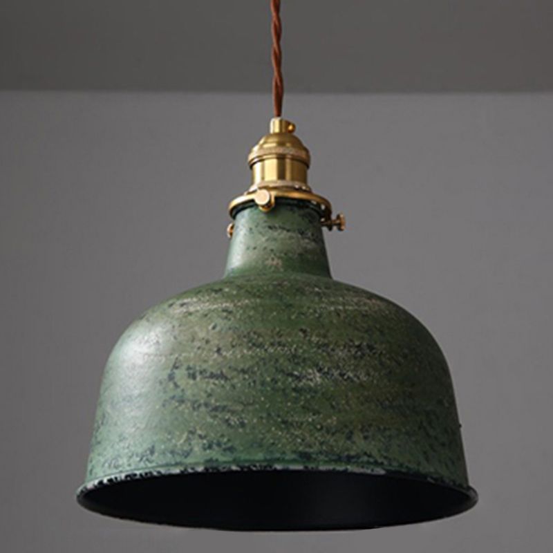 Lampa Wisząca Industrialna Vintage z Metalowym Kloszem - Zielony