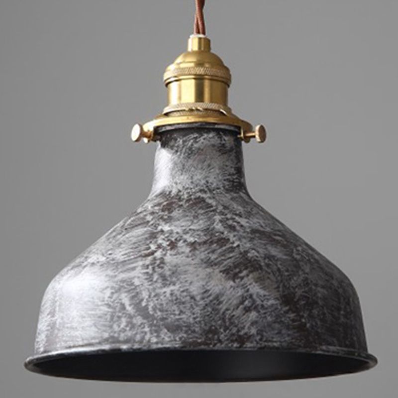 Lampa Wisząca Industrialna Vintage z Metalowym Kloszem - Szary/Biały