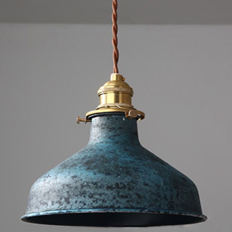 Lampa Wisząca Industrialna Vintage z Metalowym Kloszem - Niebieski