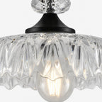 Lampa Wisząca Vintage ze Szklanym Kloszem w Kwiaty - 15