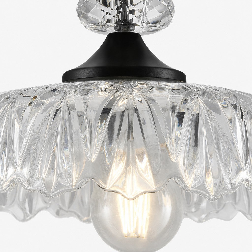 Lampa Wisząca Vintage ze Szklanym Kloszem w Kwiaty - 15