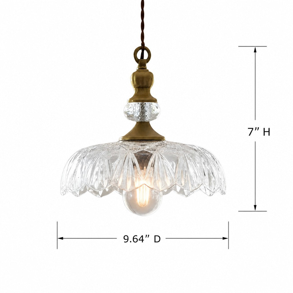 Lampa Wisząca Vintage ze Szklanym Kloszem w Kwiaty - 19