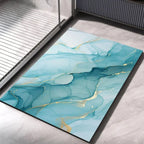 Mata Łazienkowa z Kamienia Diatomitowego ze Zaokrąglonymi Rogami - Biały ze złotem i błękitem