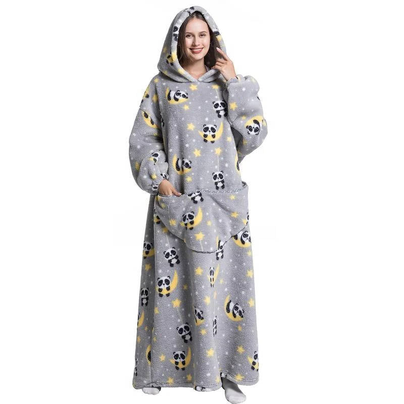 Koc Oversize z Kapturem z Polaru i Sherpy - Panda