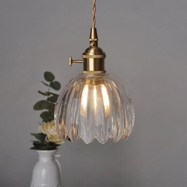 Lampa Wisząca Retro ze Szklanym Kloszem w Kształcie Tulipana - 10