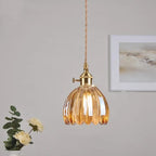 Lampa Wisząca Retro ze Szklanym Kloszem w Kształcie Tulipana - 4