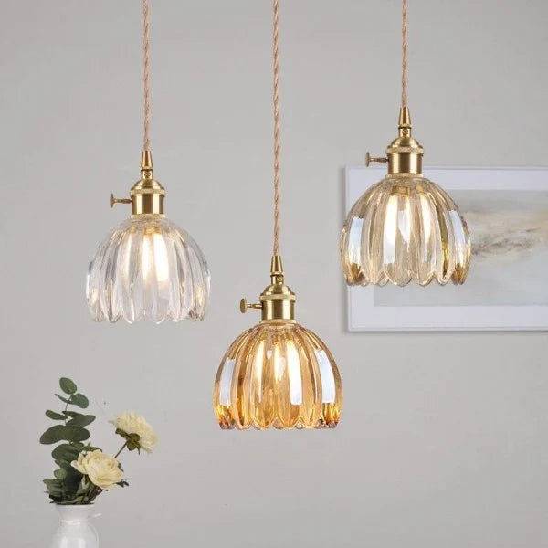 Lampa Wisząca Retro ze Szklanym Kloszem w Kształcie Tulipana - 5