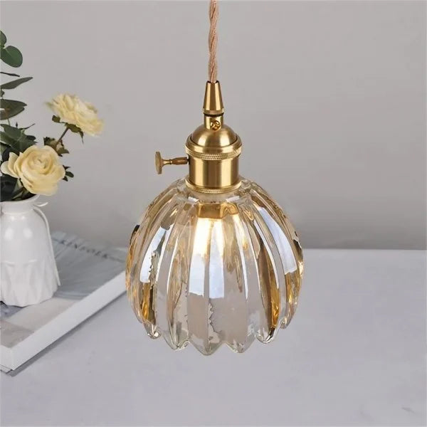 Lampa Wisząca Retro ze Szklanym Kloszem w Kształcie Tulipana - 7