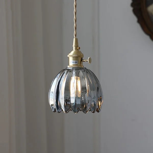 Lampa Wisząca Retro ze Szklanym Kloszem w Kształcie Tulipana - 8