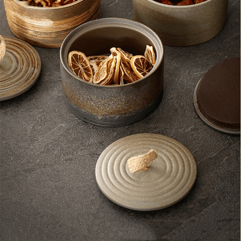 Pojemnik Ceramiczny z Pokrywką i Sznurkową Rączką Wabi-Sabi - 3