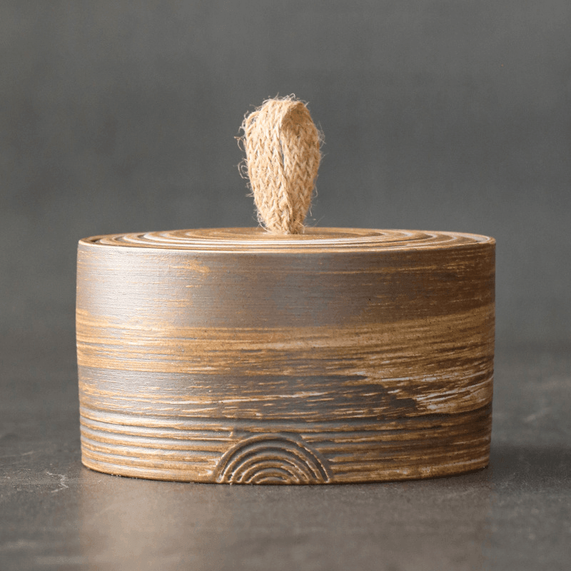 Pojemnik Ceramiczny z Pokrywką i Sznurkową Rączką Wabi-Sabi - 4