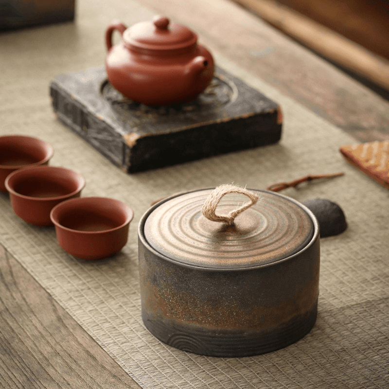 Pojemnik Ceramiczny z Pokrywką i Sznurkową Rączką Wabi-Sabi - 6