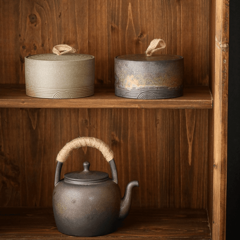 Pojemnik Ceramiczny z Pokrywką i Sznurkową Rączką Wabi-Sabi - 8