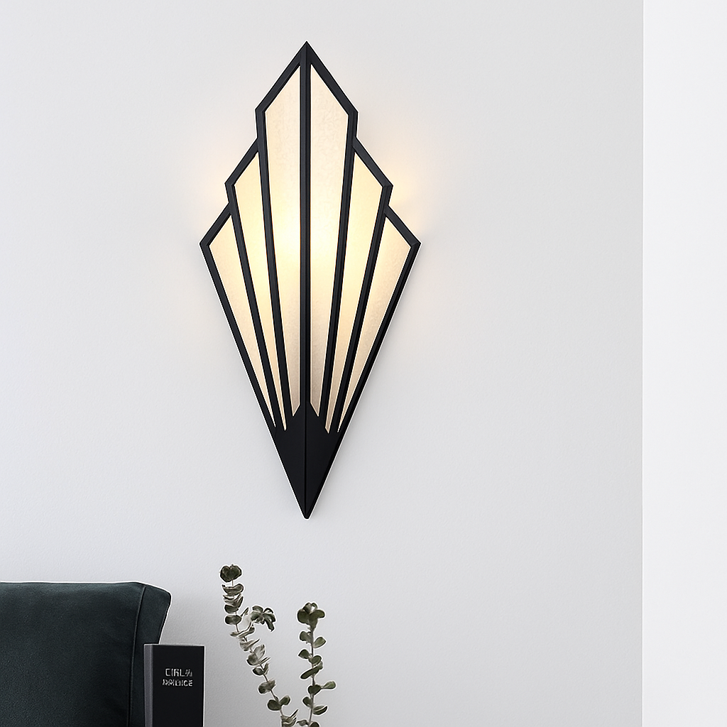 Kinkiet Art Deco z Geometrycznym Wzorem w Kształcie Wachlarza - 3