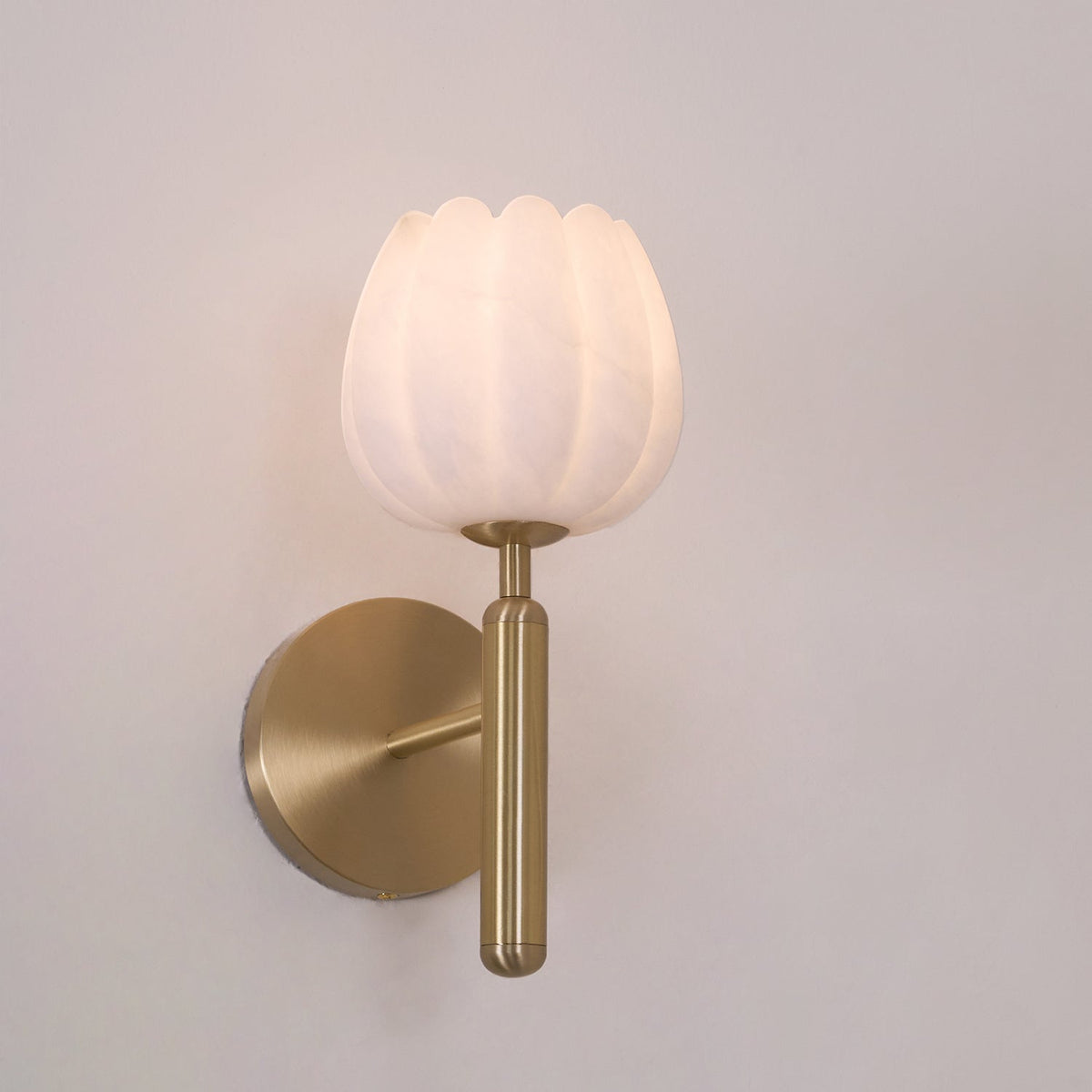 Kinkiet Art Deco z Kloszem w Kształcie Kwiatu z Alabastru - 10