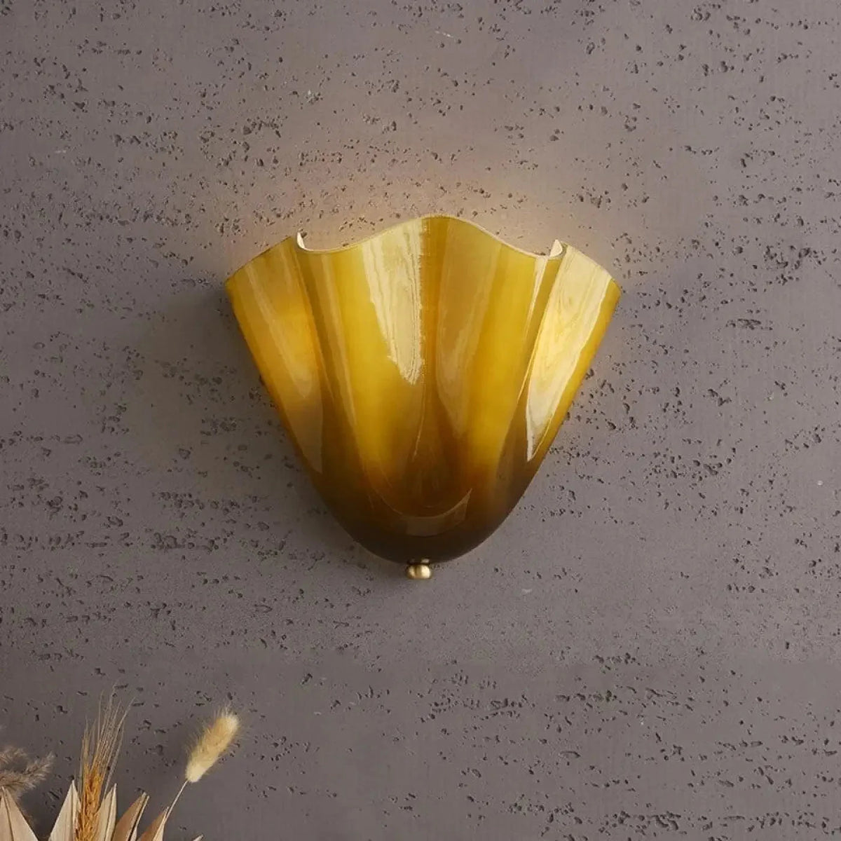 Kinkiet Art Deco ze Szklanym Kloszem w Kształcie Muszli - 2