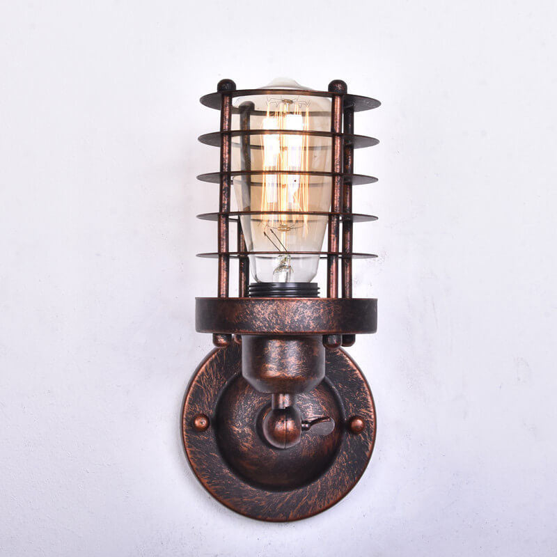 Kinkiet Industrialny Retro z Metalową Klatką i Oprawą E26 - 11