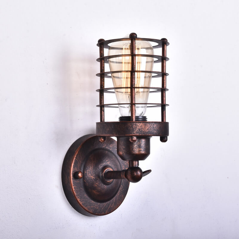 Kinkiet Industrialny Retro z Metalową Klatką i Oprawą E26 - 13
