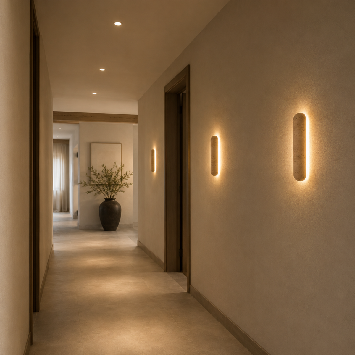 Kinkiet Minimalistyczny z Trawertyn z Podświetleniem LED - 3