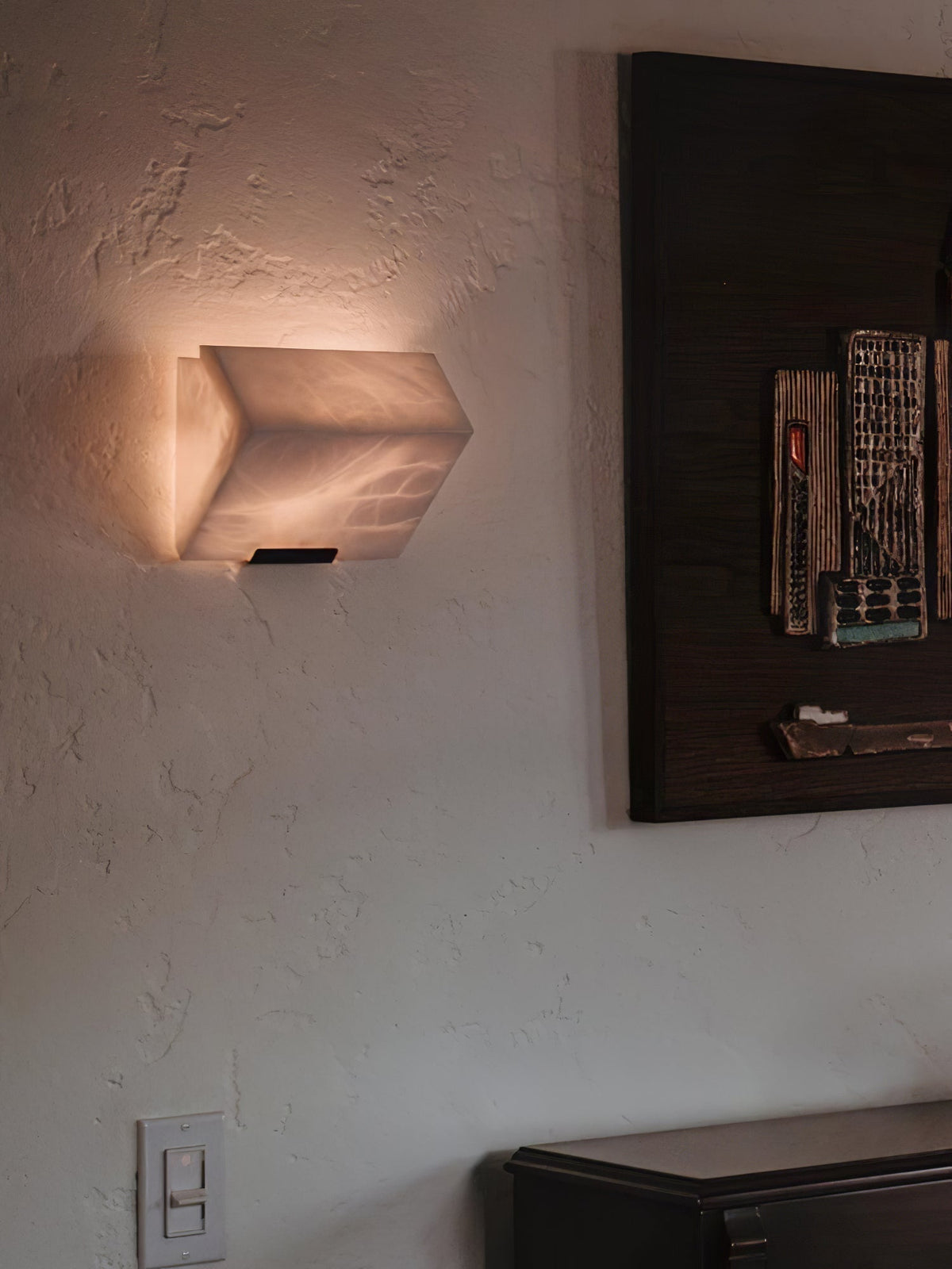 Kinkiet Ścienny Art Deco z Alabastrem w Kształcie Sześcianów - 14