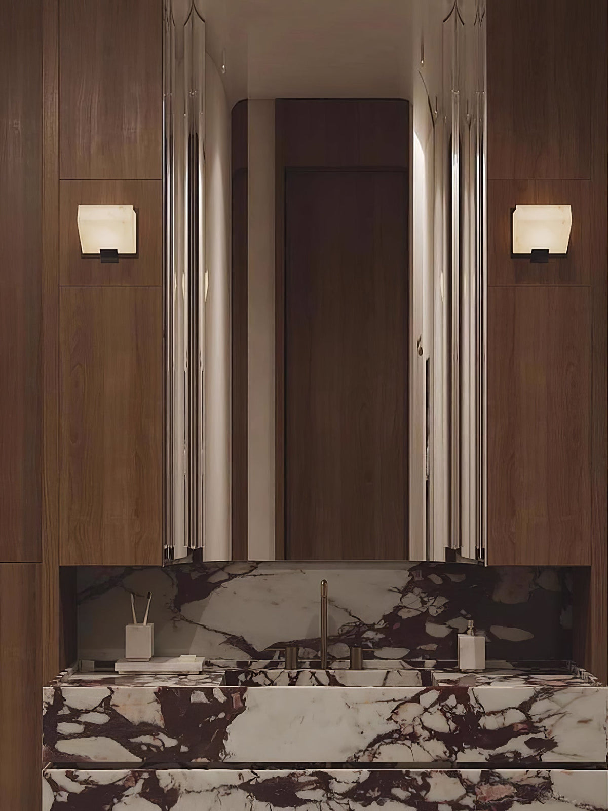 Kinkiet Ścienny Art Deco z Alabastrem w Kształcie Sześcianów - 15