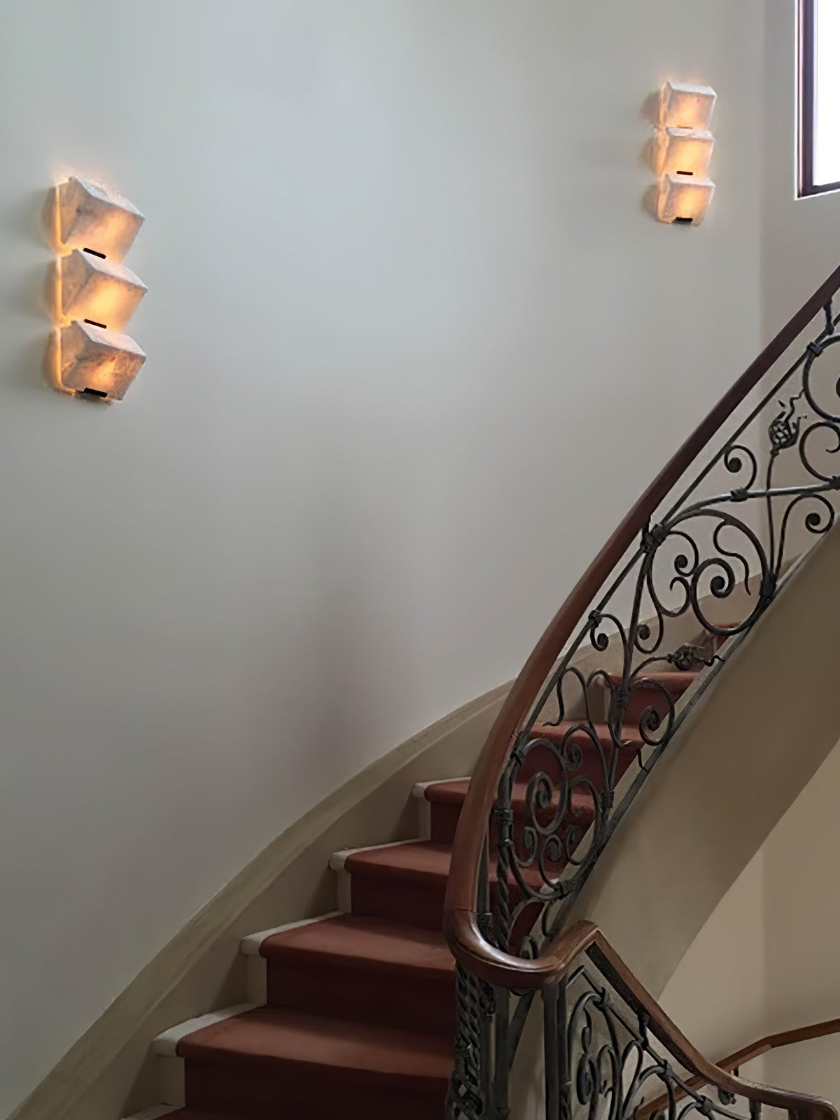 Kinkiet Ścienny Art Deco z Alabastrem w Kształcie Sześcianów - 16