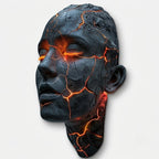 Kinkiet Ścienny Rzeźba Twarzy z Podświetlanymi Pęknięciami Modern Art - 9