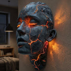 Kinkiet Ścienny Rzeźba Twarzy z Podświetlanymi Pęknięciami Modern Art - 3
