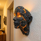 Kinkiet Ścienny Rzeźba Twarzy z Podświetlanymi Pęknięciami Modern Art - 4