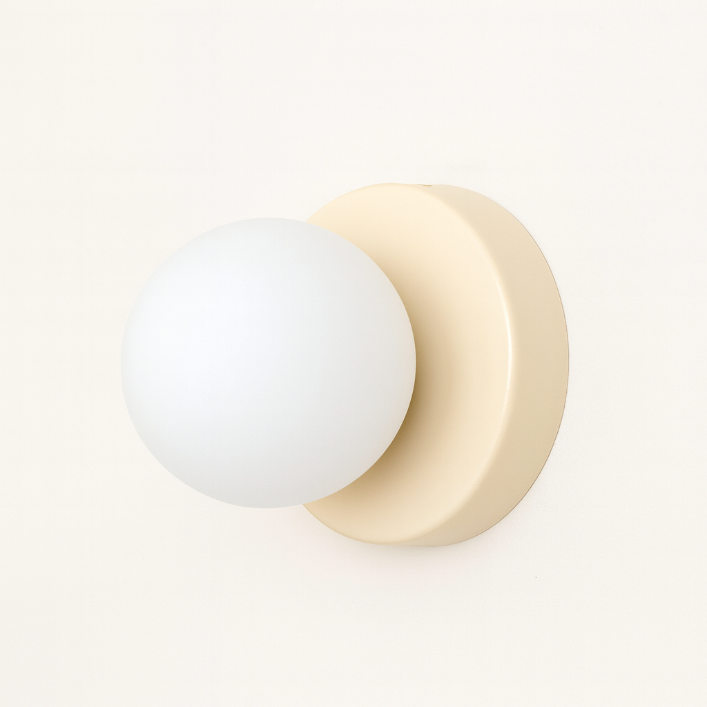 Kinkiet Skandynawski Minimalistyczny z Okrągłym Kloszem Szklanym - Biały