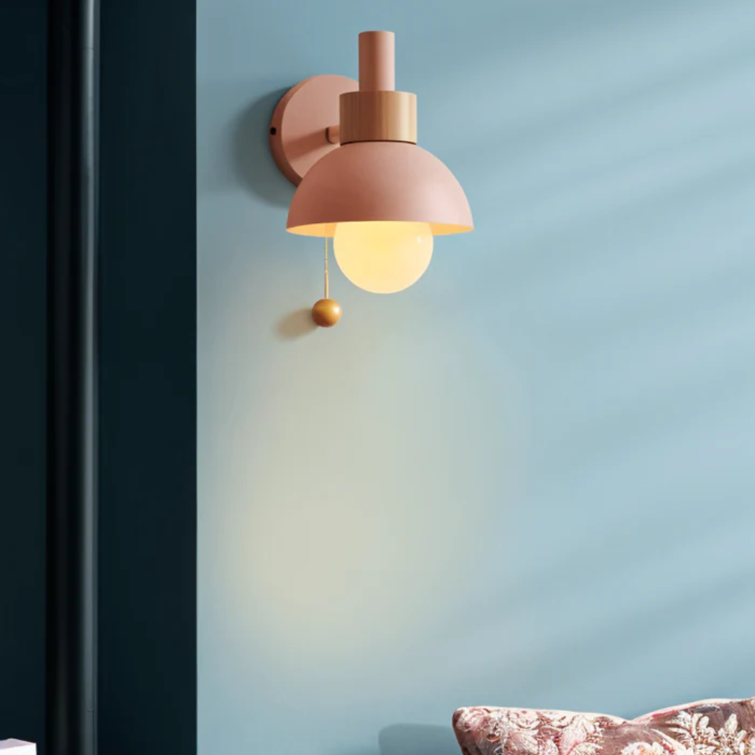 Kinkiet Skandynawski z Kloszem Półkulistym i Sznurkiem do Włączania - 6