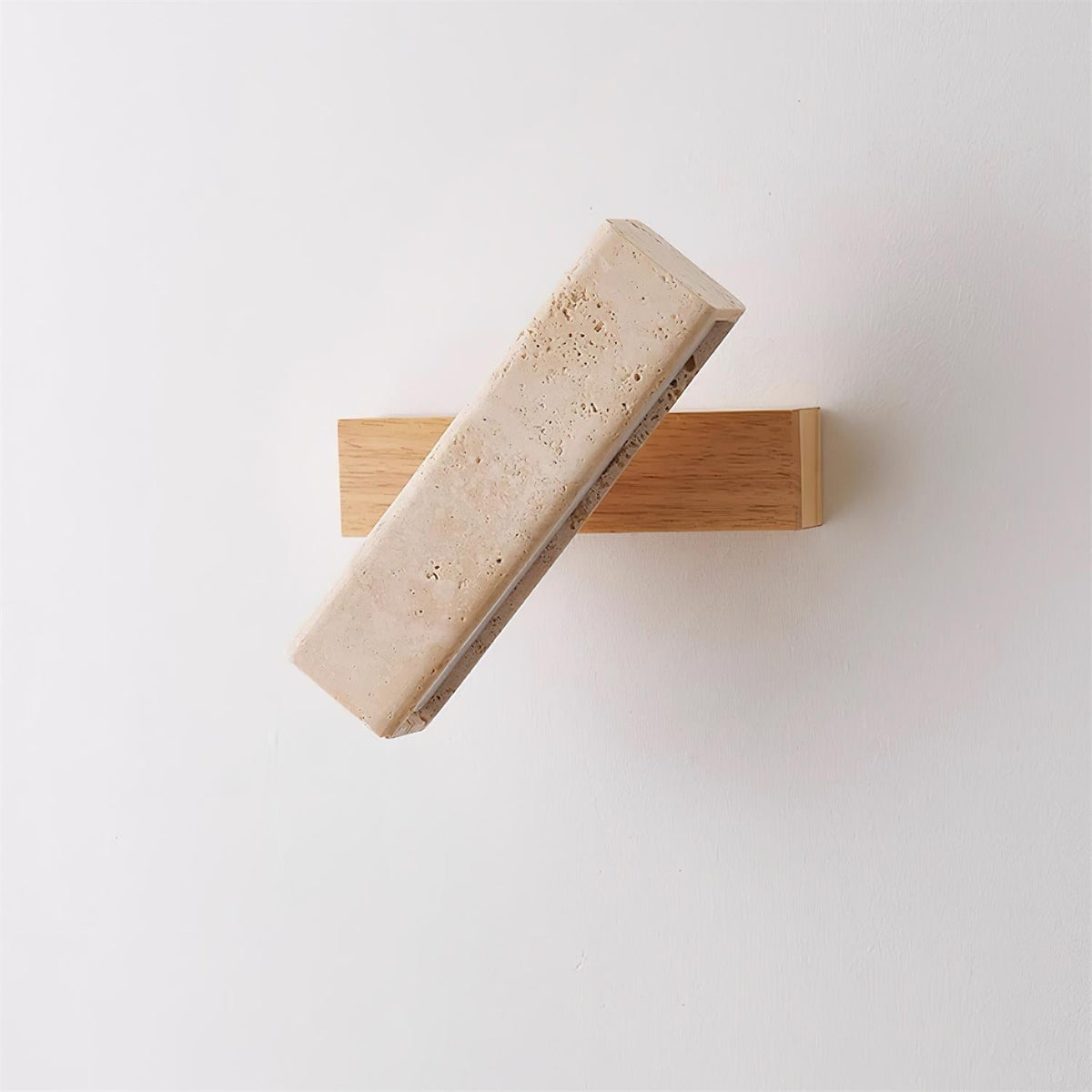 Kinkiet Skandynawski z Trawertyniem i Drewnem z Obrotowym Kloszem - 9
