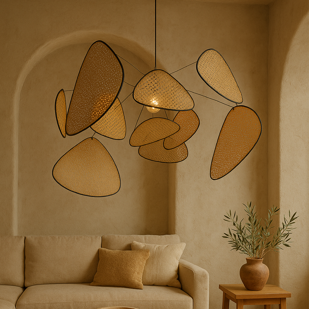 Lampa Wisząca z Plecionego Rattanu Skandynawska - 5