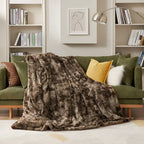 Koc Plaid ze Sztucznym Futrem z Wzorem Batik Dwustronny