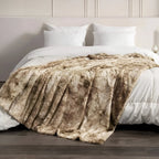 Koc Plaid ze Sztucznym Futrem z Wzorem Batik Dwustronny - 4