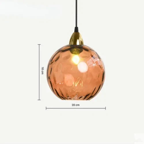 Lampa Wisząca Kula ze Szklanym Kloszem Kolorowym - Pomarańczowy