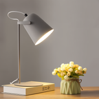 Lampa Biurkowa Skandynawska z Obrotowym Kloszem i Włącznikiem - Szary