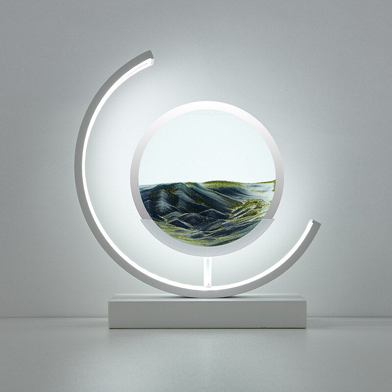 Lampa Dekoracyjna z Ruchomym Piaskiem i Podświetleniem LED - Biały