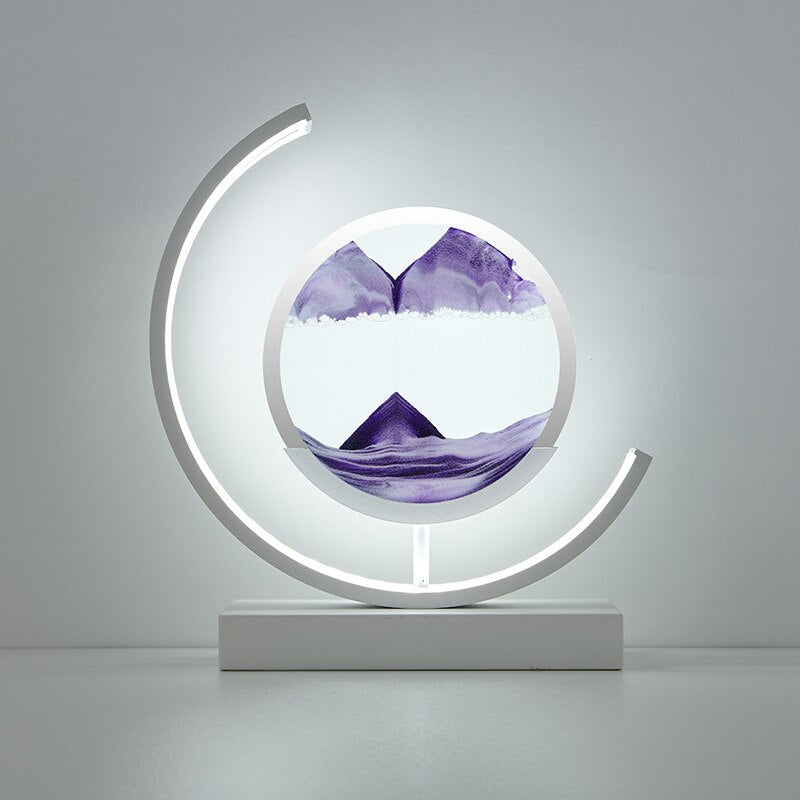 Lampa Dekoracyjna z Ruchomym Piaskiem i Podświetleniem LED - Biały