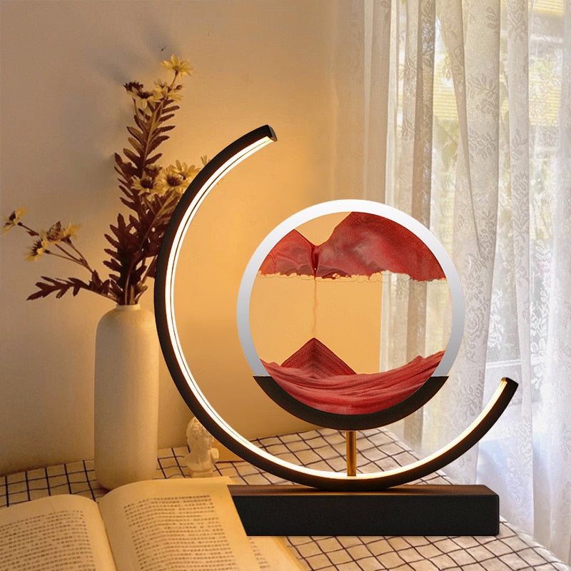 Lampa Dekoracyjna z Ruchomym Piaskiem i Podświetleniem LED