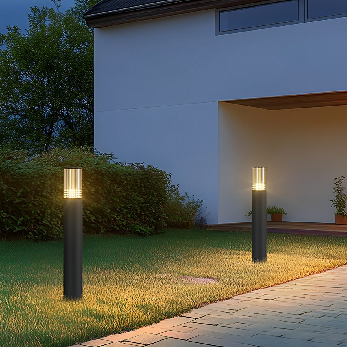 Lampa Ogrodowa Słupkowa Nowoczesna z Ryflowanym Kloszem na Zewnątrz - 3