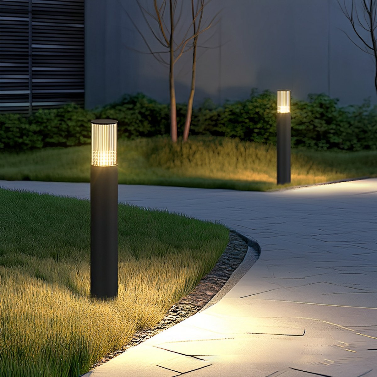 Lampa Ogrodowa Słupkowa Nowoczesna z Ryflowanym Kloszem na Zewnątrz - 4
