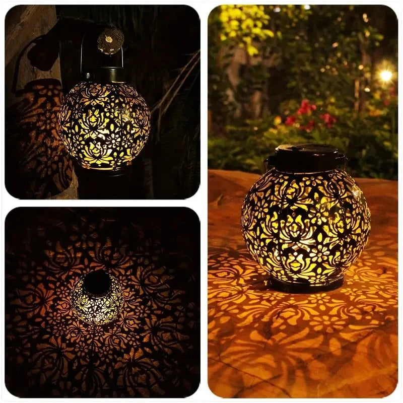Lampa Ogrodowa Solarna Boho z Ażurowym Wzorem do Postawienia i Zawieszenia - 6