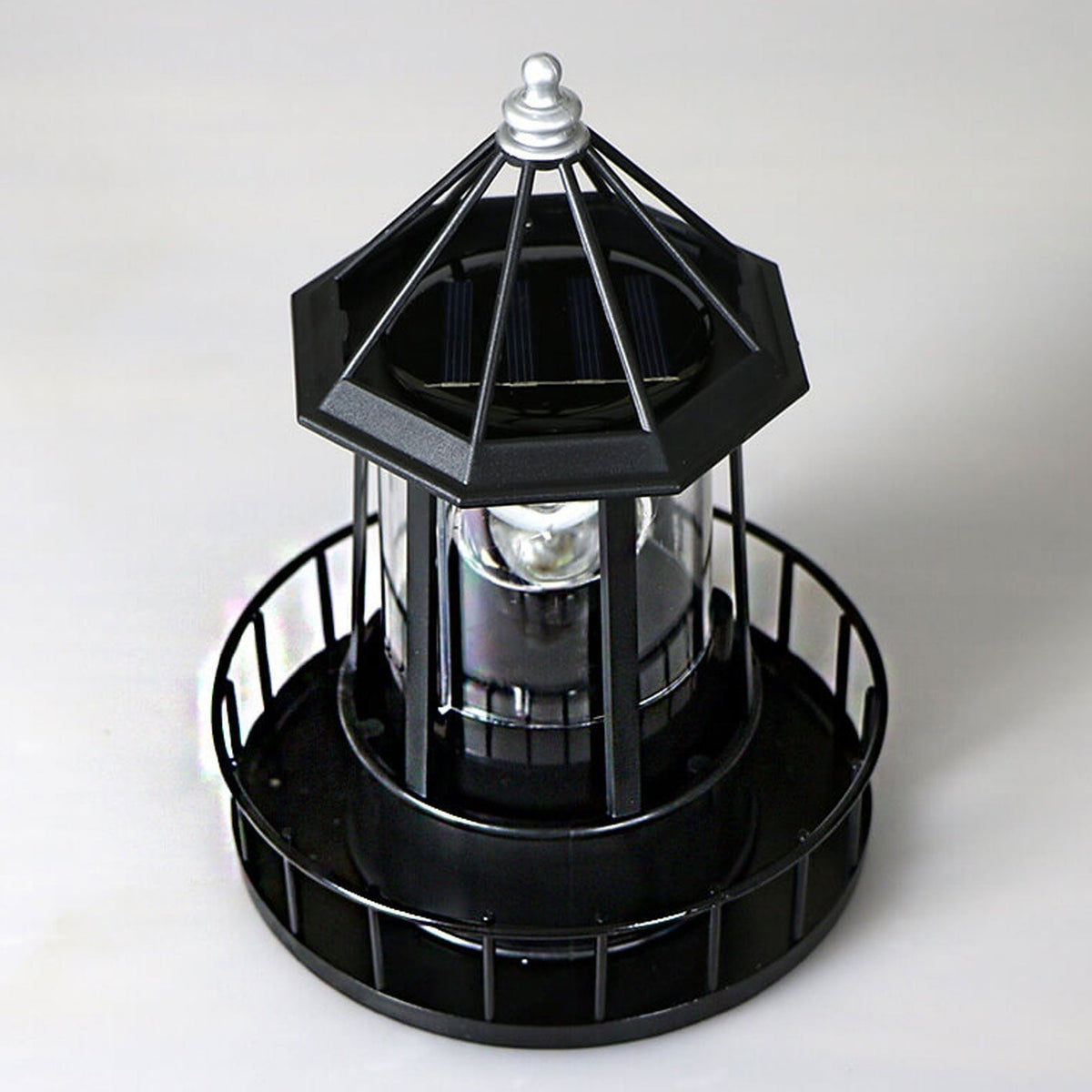 Lampa Ogrodowa Solarna w Kształcie Latarni Morskiej z Obrotowym Światłem - 13
